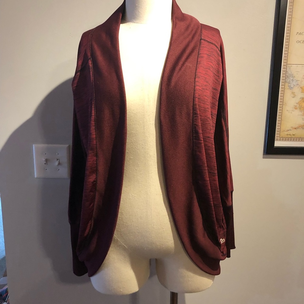 Red athletic cardigan